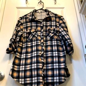 Anthropologie Eden & Olivia Women’s Snap Button Quarter Sleeve Flannel
